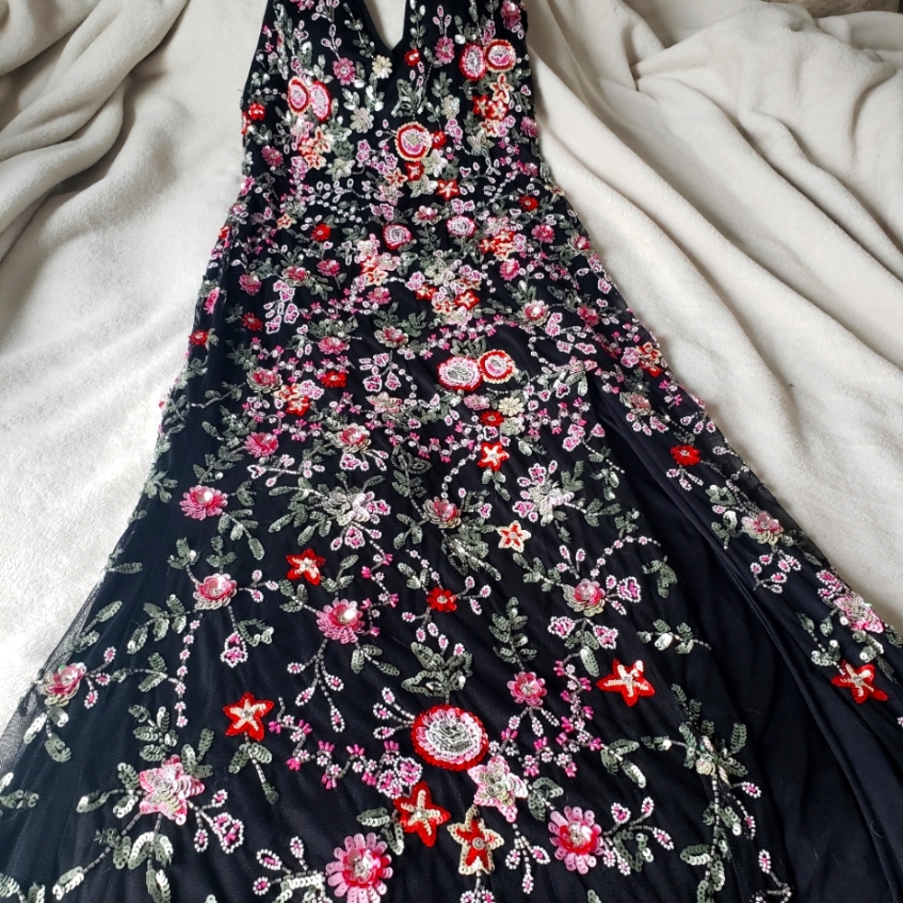 Beautiful Black Beaded Primavera Prom Dress Size 14